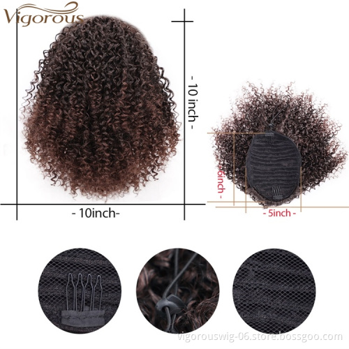 Vigorous Wholesale Price Afro Kinky Curly Hair Extension  Messy Curly Synthetic Short Drawstring Ponytail Hairpiece